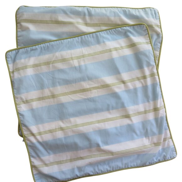 Martha Stewart Other - Martha Stewart Euro Pillow Shams 26"x26" Blue/White/Green Beach Porch Stripes